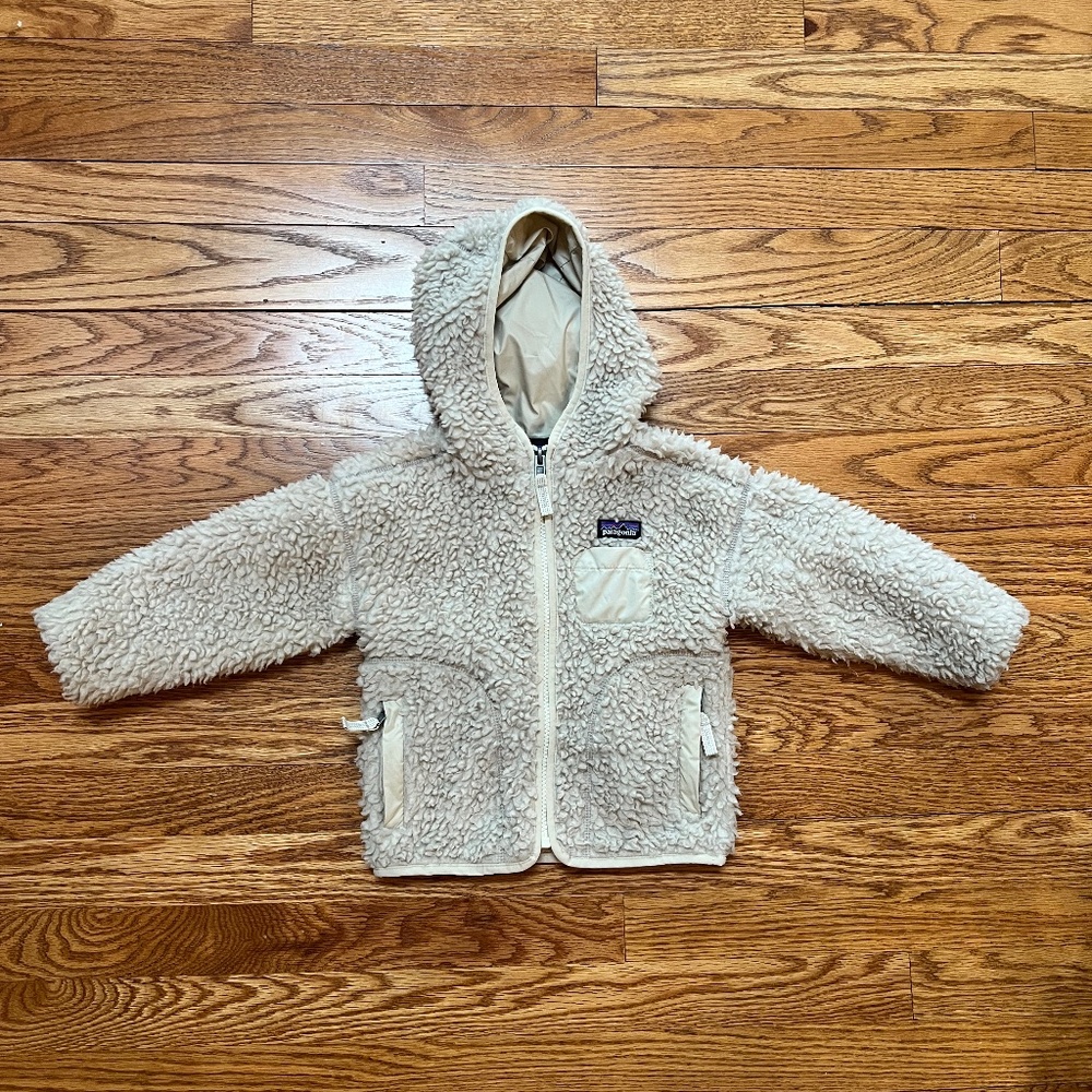 Patagonia Kids Cream Sherpa Fleece Hooded Jacket